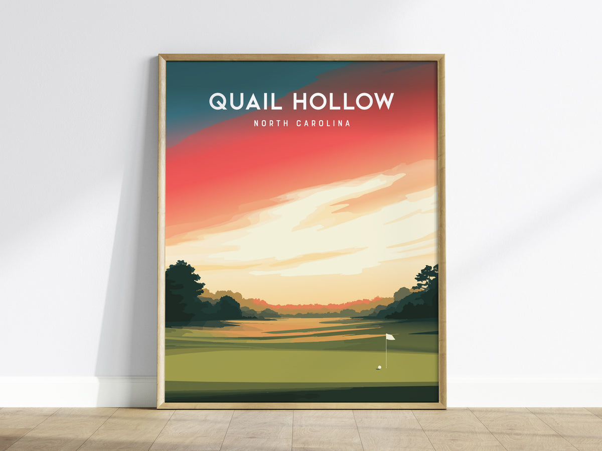 Quail Hollow, North Carolina Poster | Golf Wall Art & Golfer Gift — framed wall art