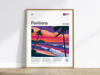 Pavilions, Hawaii Poster | Golden Surf Break Paradise Wall Art — framed wall art