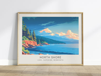 North Shore Landscape Matte Border Poster | Lake, Superior, Minnesota Travel Wall Art — framed wall art