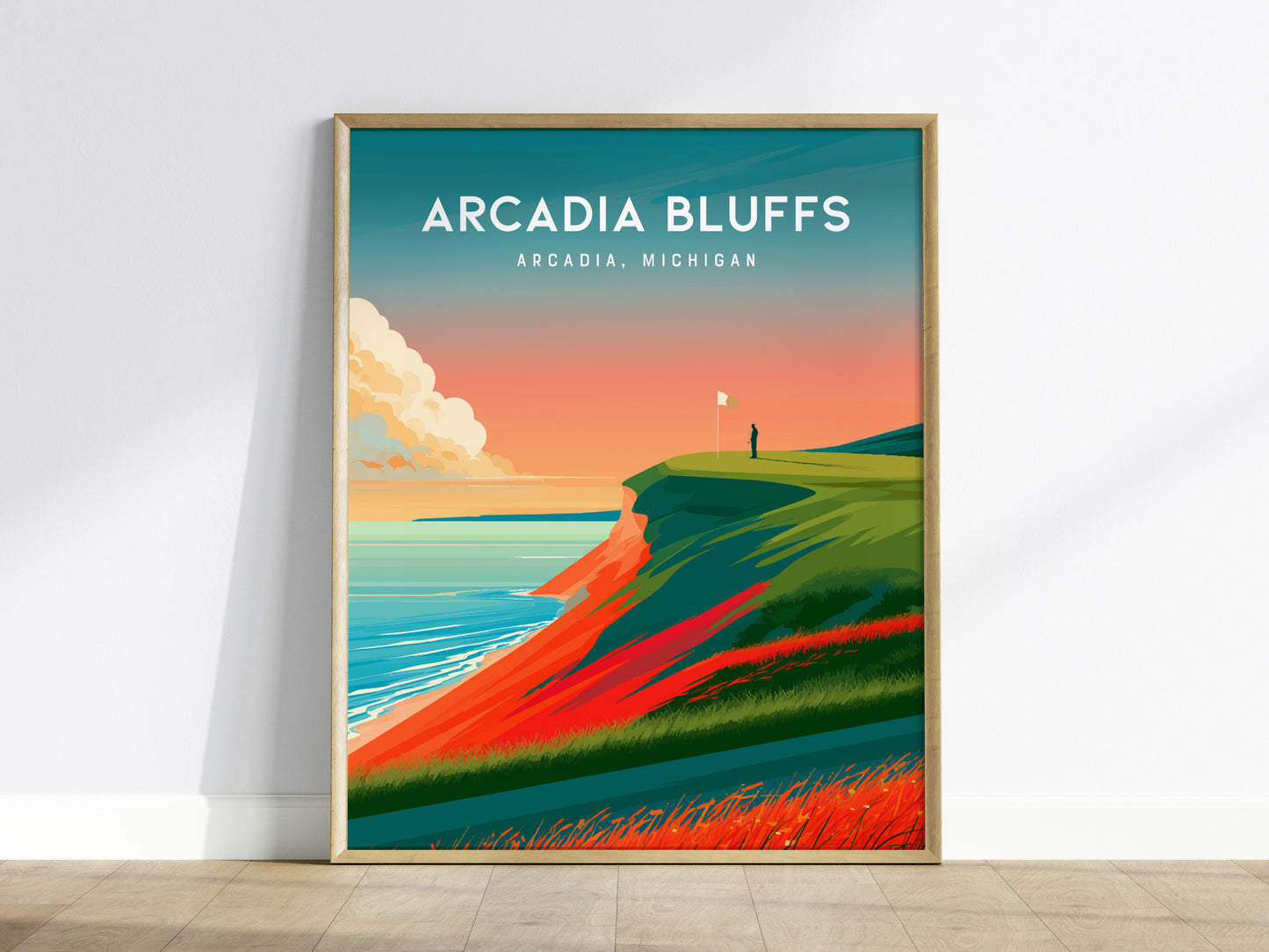 Arcadia Bluffs, Arcadia, Michigan Poster | Links Poster Golfer Gift Wall Art — framed wall art