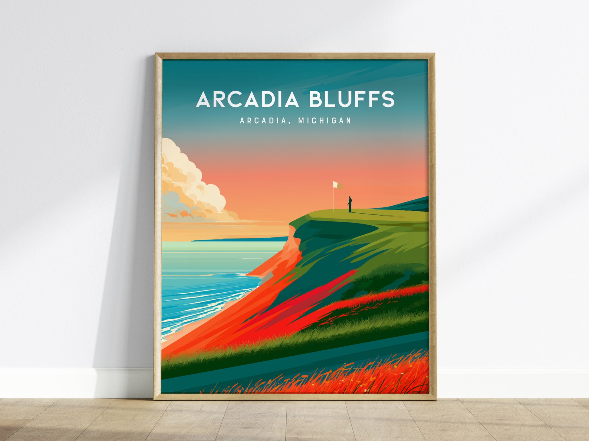 Arcadia Bluffs, Arcadia, Michigan Poster | Links Poster Golfer Gift Wall Art — framed wall art