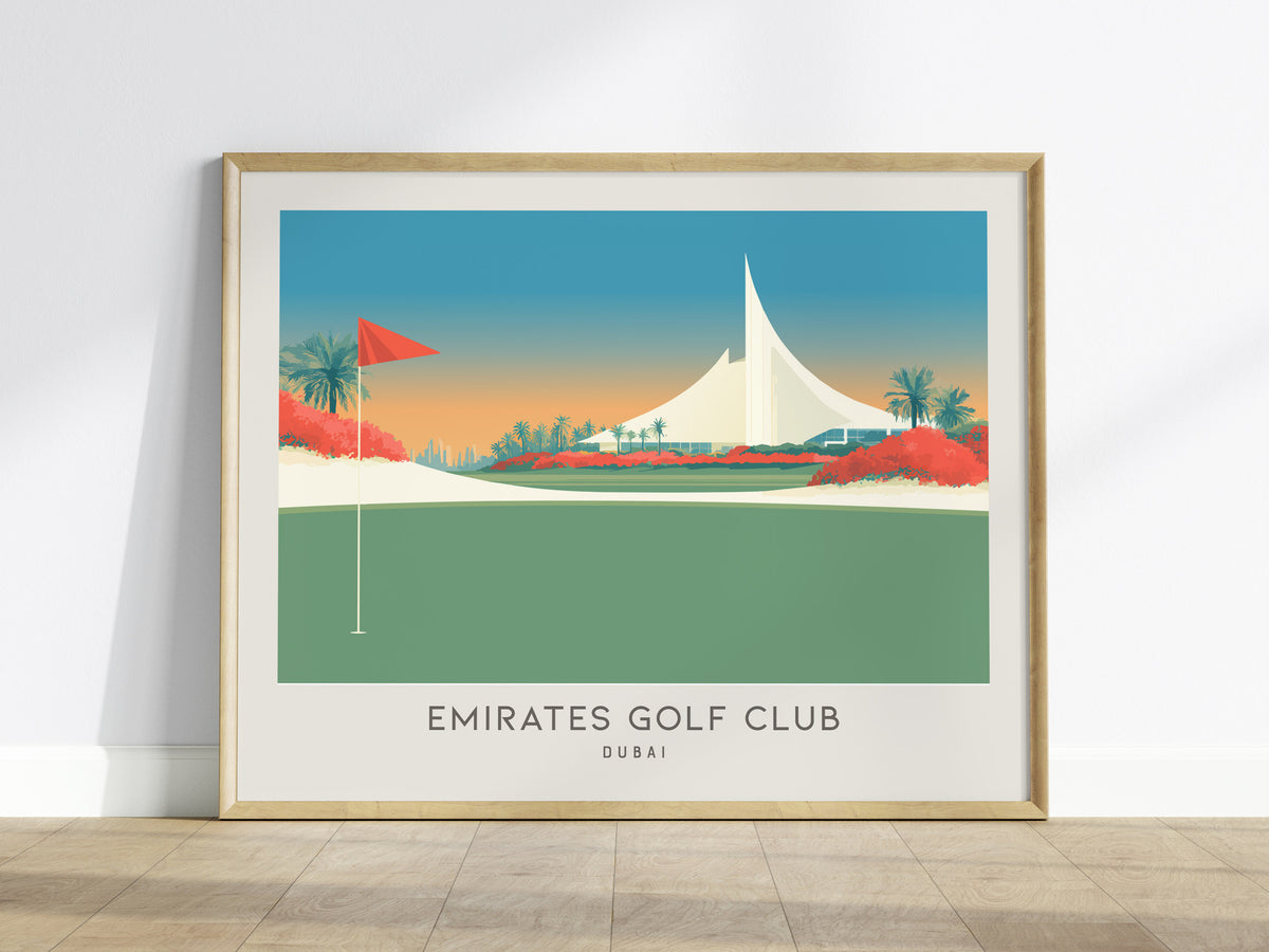 Emirates Golf Club Landscape Matte Border Poster | Dubai Golf Wall Art & Framed or Unframed — framed wall art