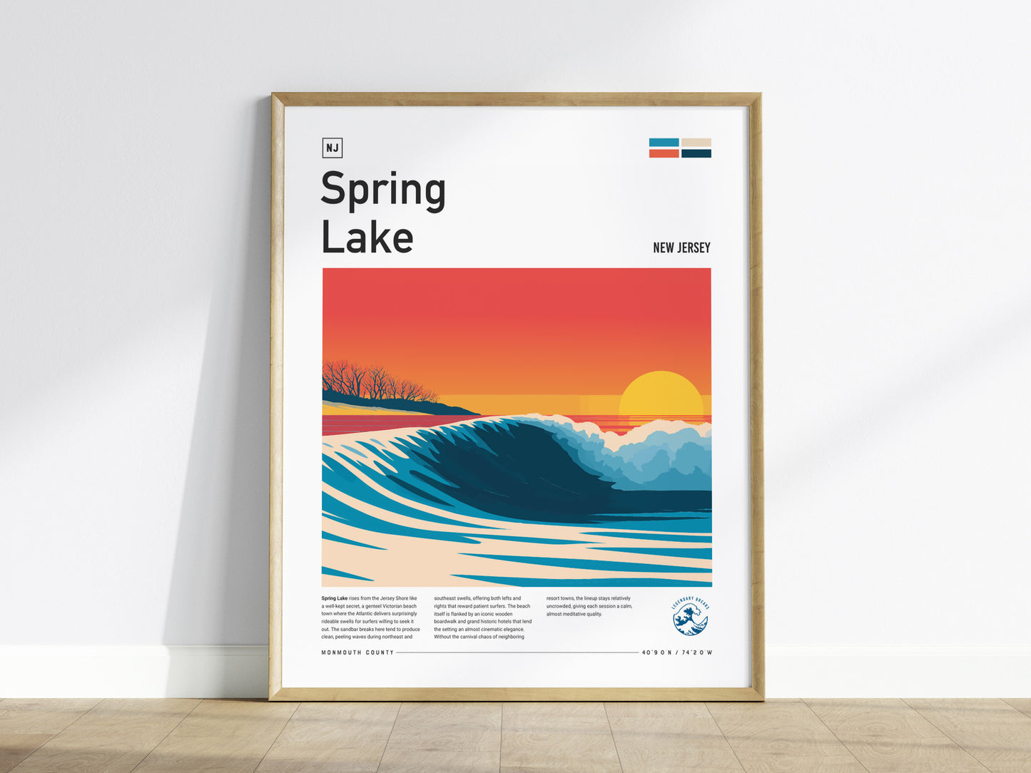 Spring Lake, New Jersey Poster | Surf Wall Art & Coastal Charm Print — framed wall art