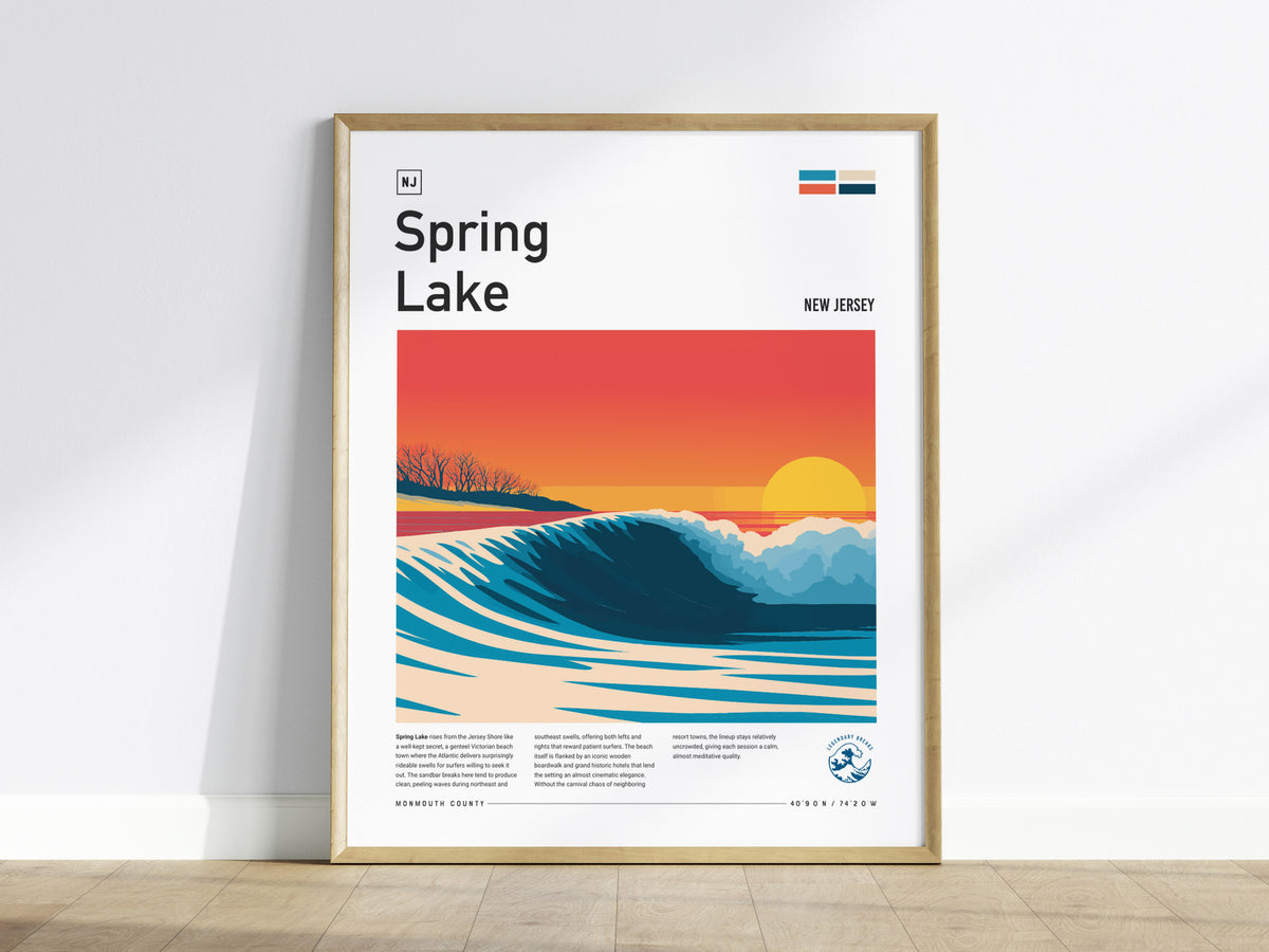 Spring Lake, New Jersey Poster | Surf Wall Art & Coastal Charm Print — framed wall art