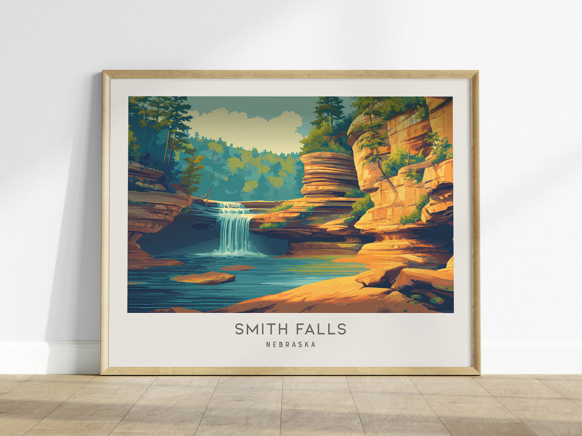 Smith Falls Landscape Matte Border Poster | Nebraska Framed or Unframed Travel Gift — framed wall art