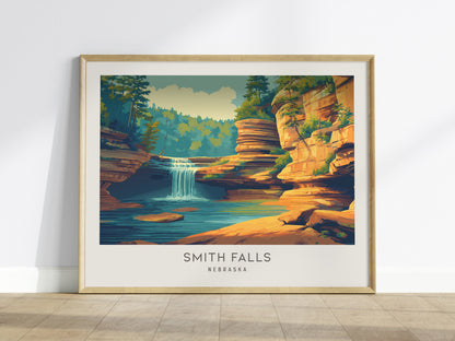 Smith Falls Landscape Matte Border Poster | Nebraska Framed or Unframed Travel Gift — framed wall art
