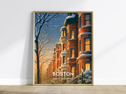 Boston, Massachusetts Poster | Harbor Skyline & Sailboats Wall Art — framed wall art