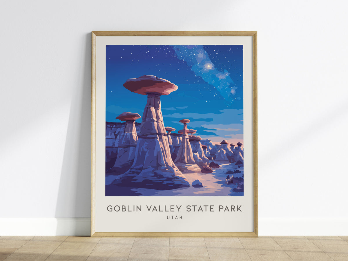 Goblin Valley State Park Matte Border Poster | Utah Destination Print Travel Wall Art — framed wall art