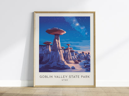 Goblin Valley State Park Matte Border Poster | Utah Destination Print Travel Wall Art — framed wall art