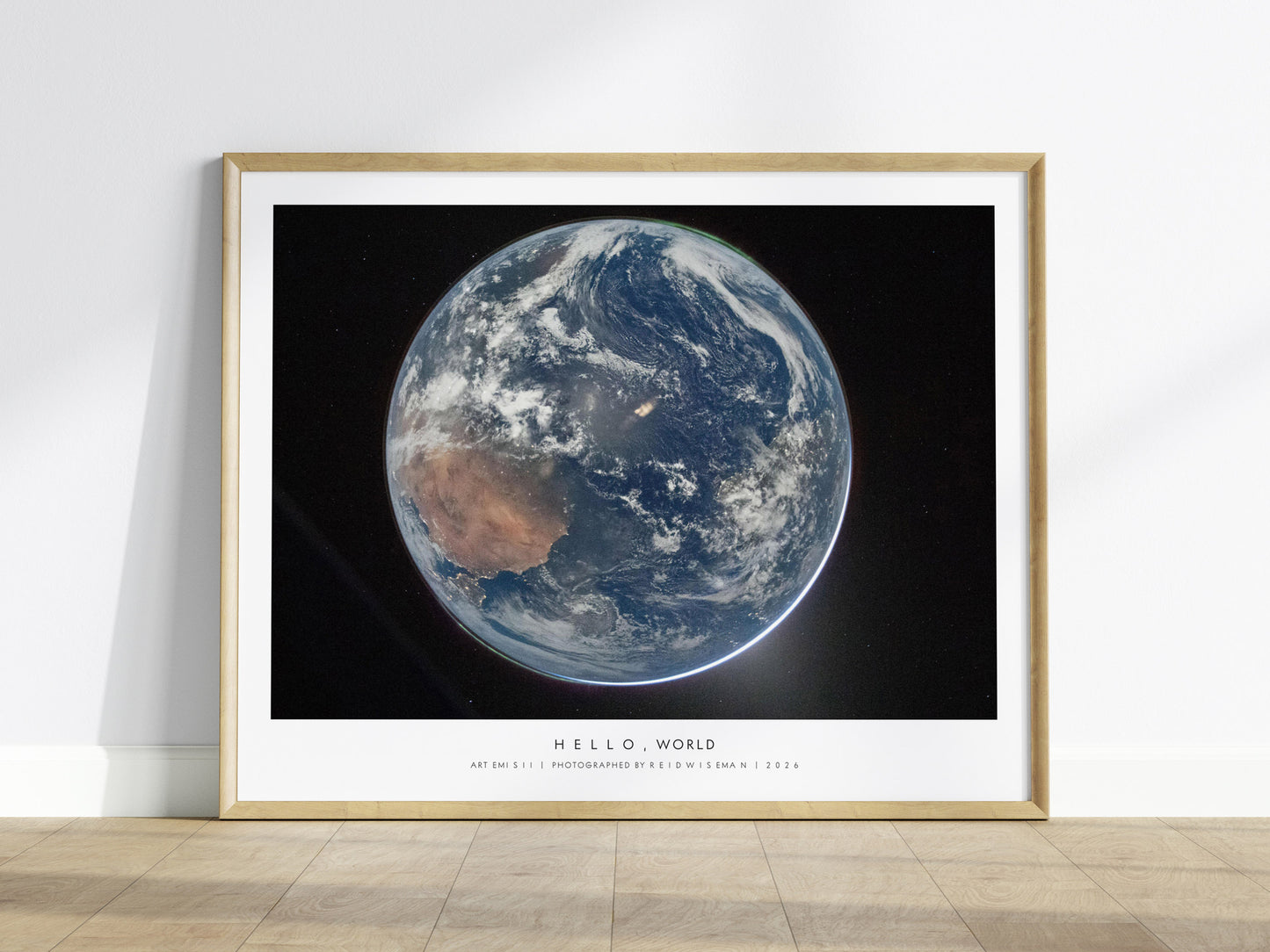 Hello, World Landscape Poster | NASA Artemis II Space Photography Wall Art — framed wall art