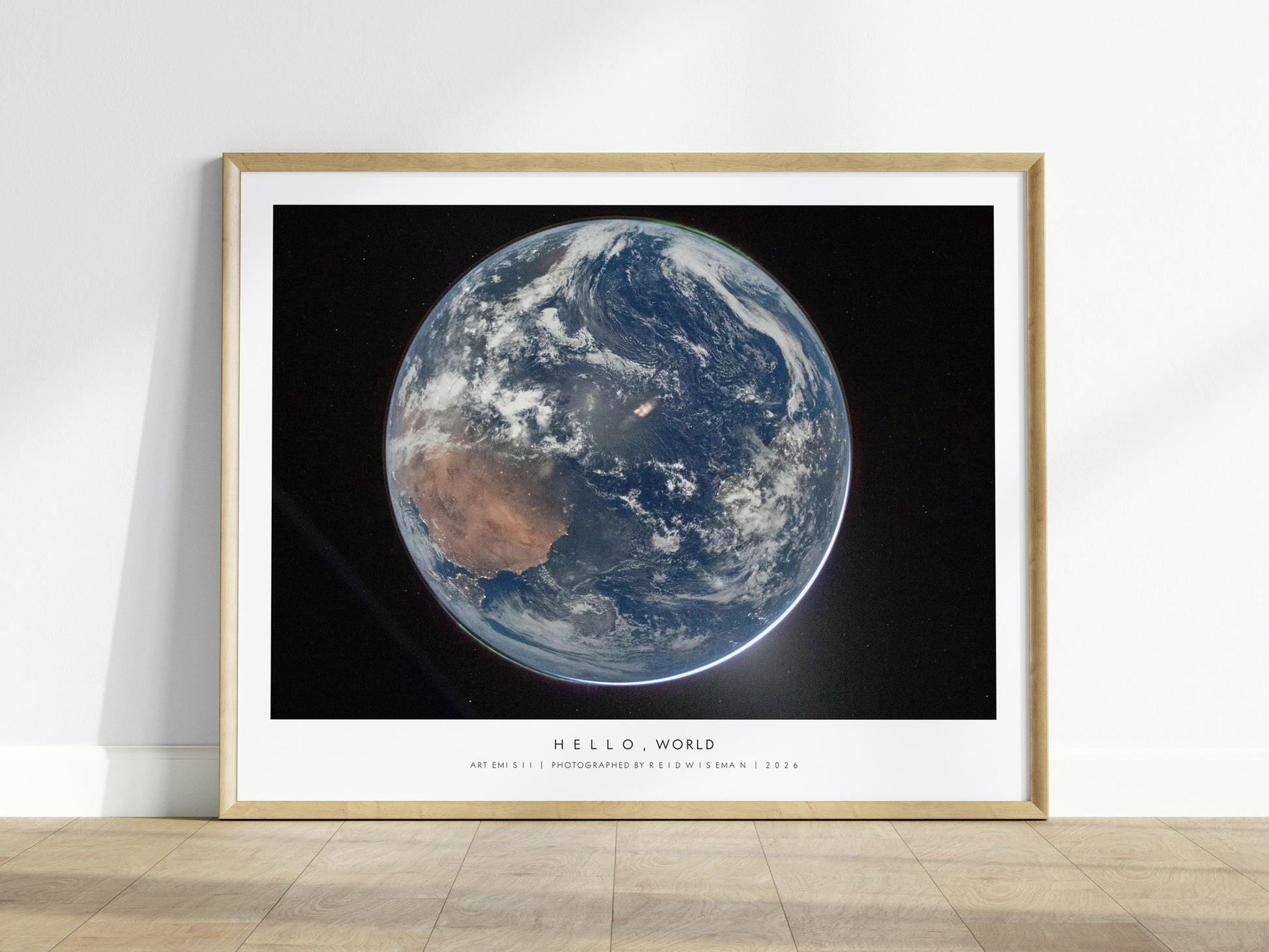 Hello, World Landscape Poster | NASA Artemis II Space Photography Wall Art — framed wall art