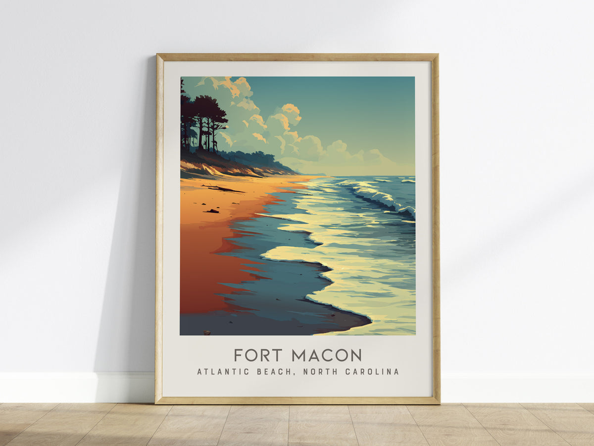 Fort Macon Matte Border Poster | Atlantic Beach, North Carolina Travel Wall Art — framed wall art
