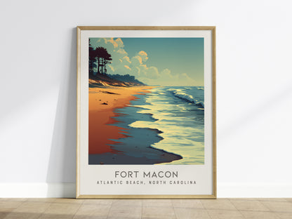 Fort Macon Matte Border Poster | Atlantic Beach, North Carolina Travel Wall Art — framed wall art