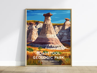 Toadstool Geologic Park, Crawford, Nebraska Poster | Ancient Badlands Destination Print Wall Art — framed wall art