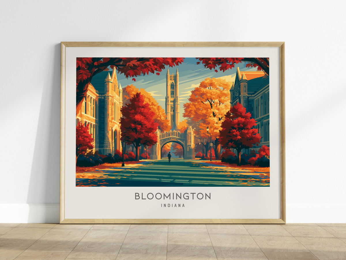 Bloomington Landscape Matte Border Poster | Indiana Travel Wall Art — framed wall art