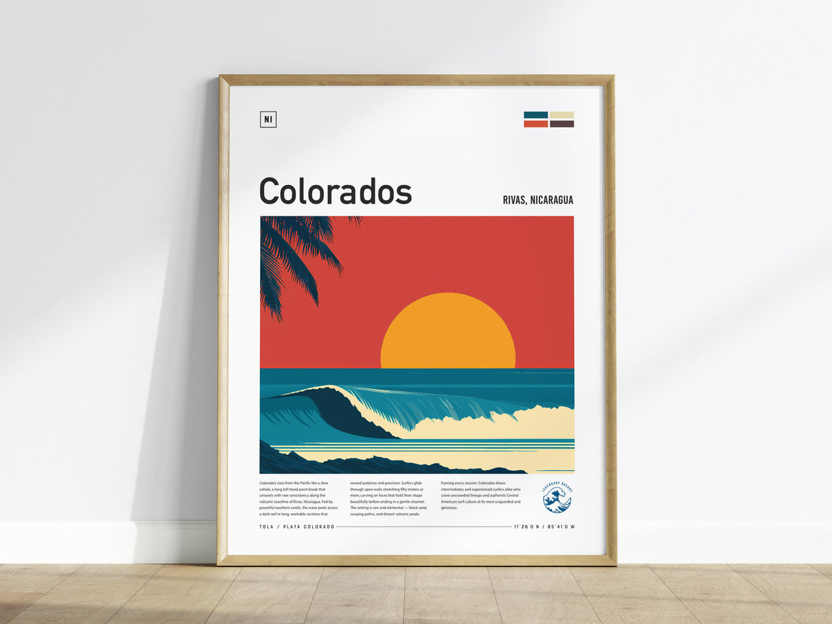 Colorados, Rivas, Nicaragua Poster | Tropical Surf Wall Art — framed wall art