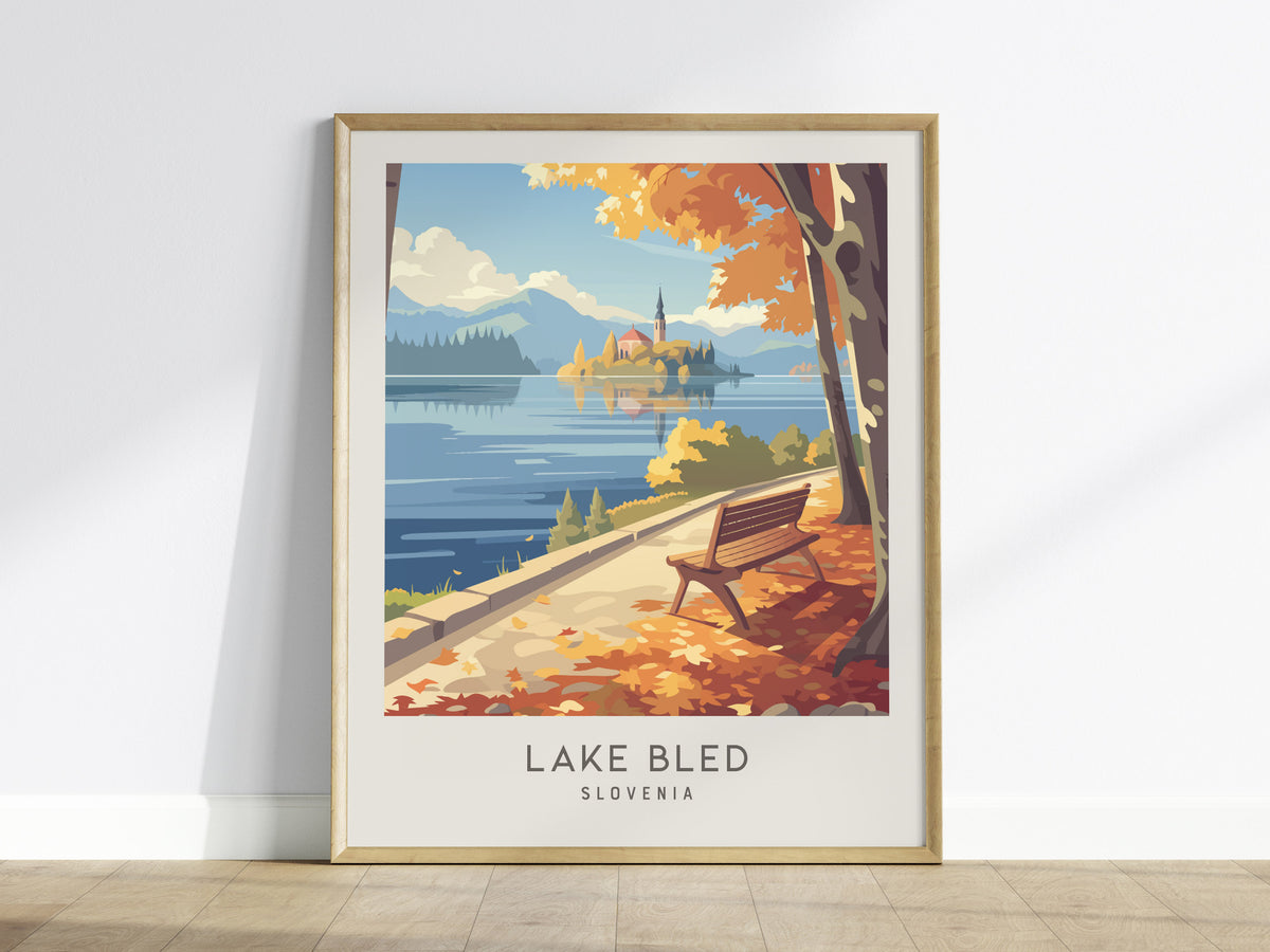 Lake Bled Matte Border Poster | Slovenia Travel Wall Art — framed wall art