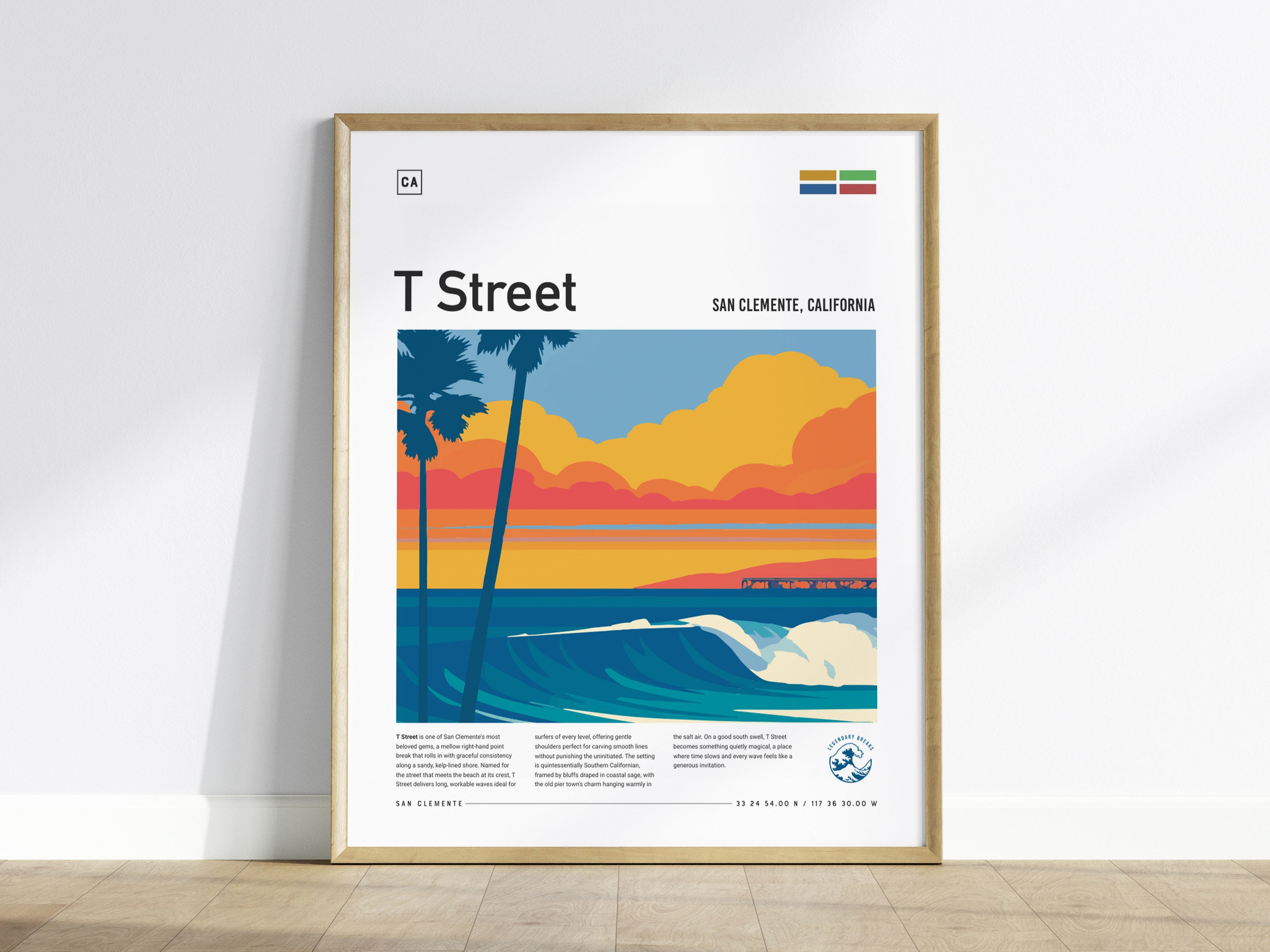 T Street, San Clemente Poster | Sun-Soaked Surf Break Wall Art
