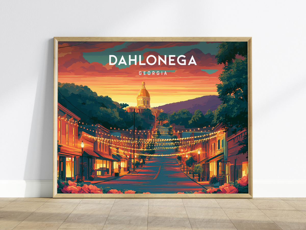 Dahlonega, Georgia Landscape Poster | Appalachian Gold Town Framed or Unframed Wall Art — framed wall art