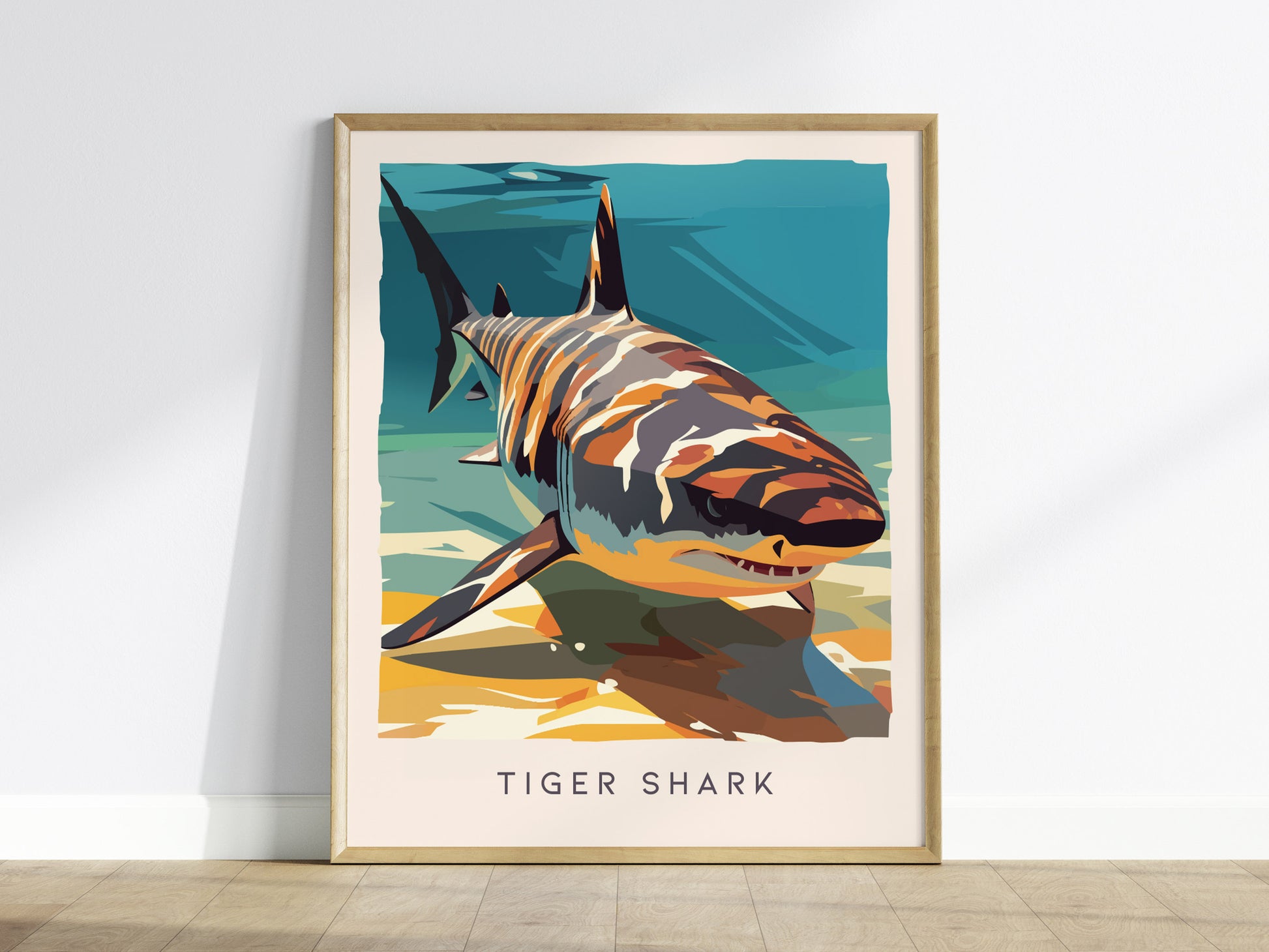 Tiger Shark, Galeocerdo cuvier Poster | Oceanic Predator Wildlife Wall Art — framed wall art