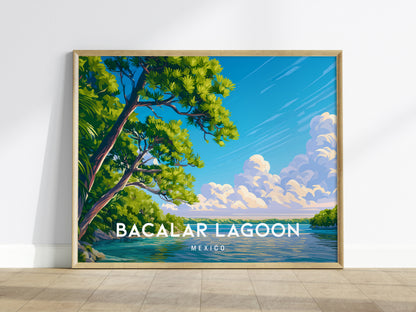 Bacalar Lagoon Landscape Poster | Mexico Vacation Wall Art Destination Print — framed wall art