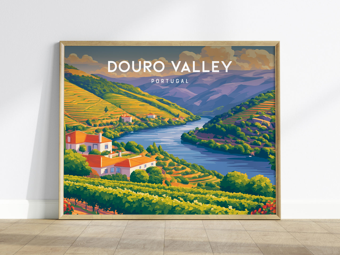 Douro Valley, Portugal Landscape Poster | Wine Country Destination Print Wall Art — framed wall art