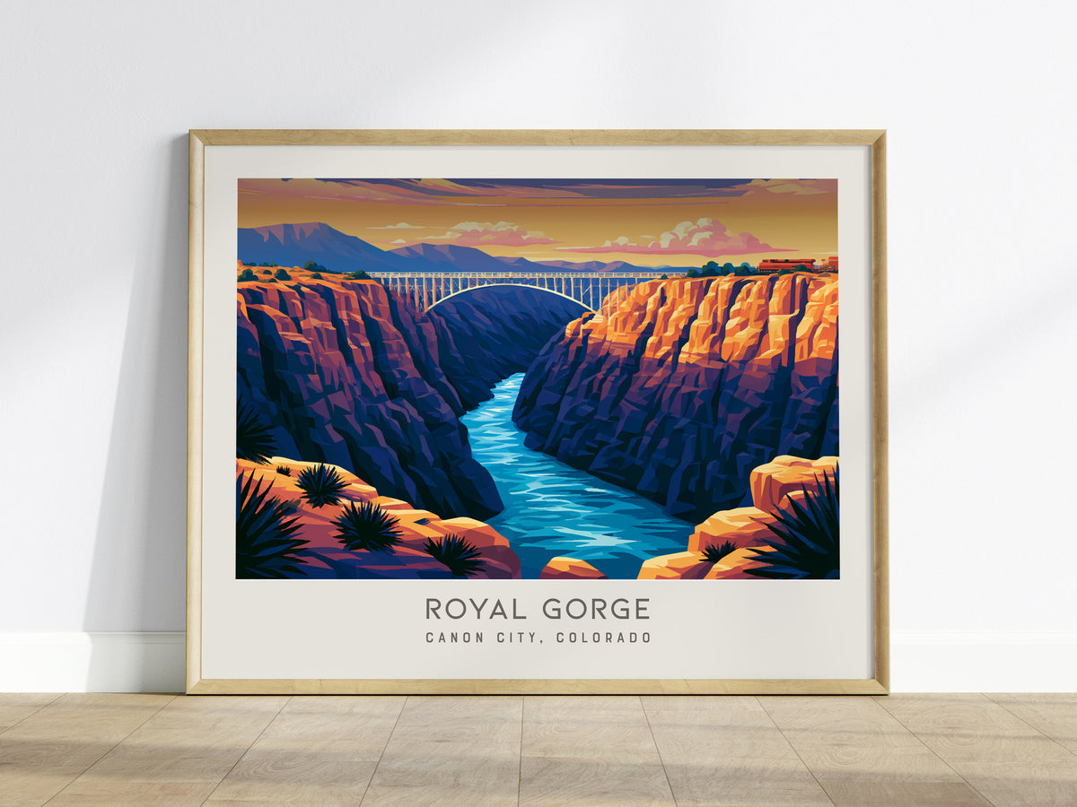 Royal Gorge Landscape Matte Border Poster | Canon City, Colorado Vacation Wall Art — framed wall art