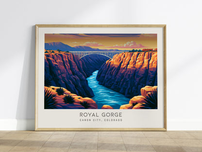 Royal Gorge Landscape Matte Border Poster | Canon City, Colorado Vacation Wall Art — framed wall art