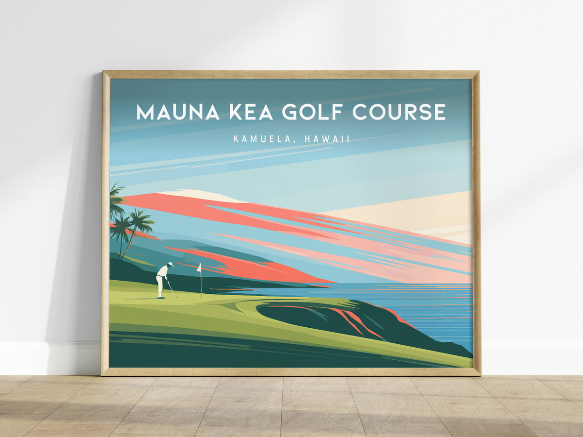 Mauna Kea Golf Course Landscape Poster | Kamuela, Hawaii Country Club Decor Wall Art — framed wall art