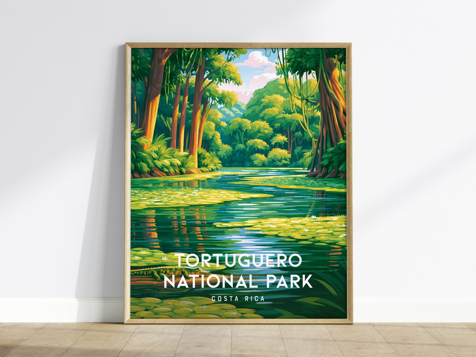 Tortuguero National Park, Costa Rica Poster | Sea Turtle & Rainforest Canal Wall Art — framed wall art