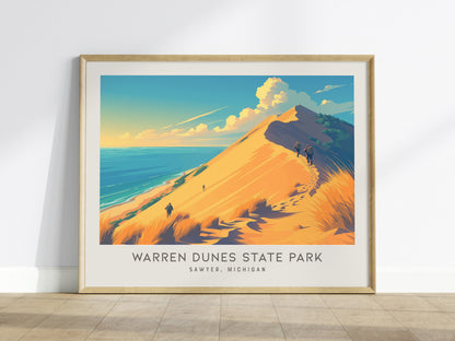 Warren Dunes State Park Landscape Matte Border Poster | Sawyer, Michigan Beach House Decor — framed wall art