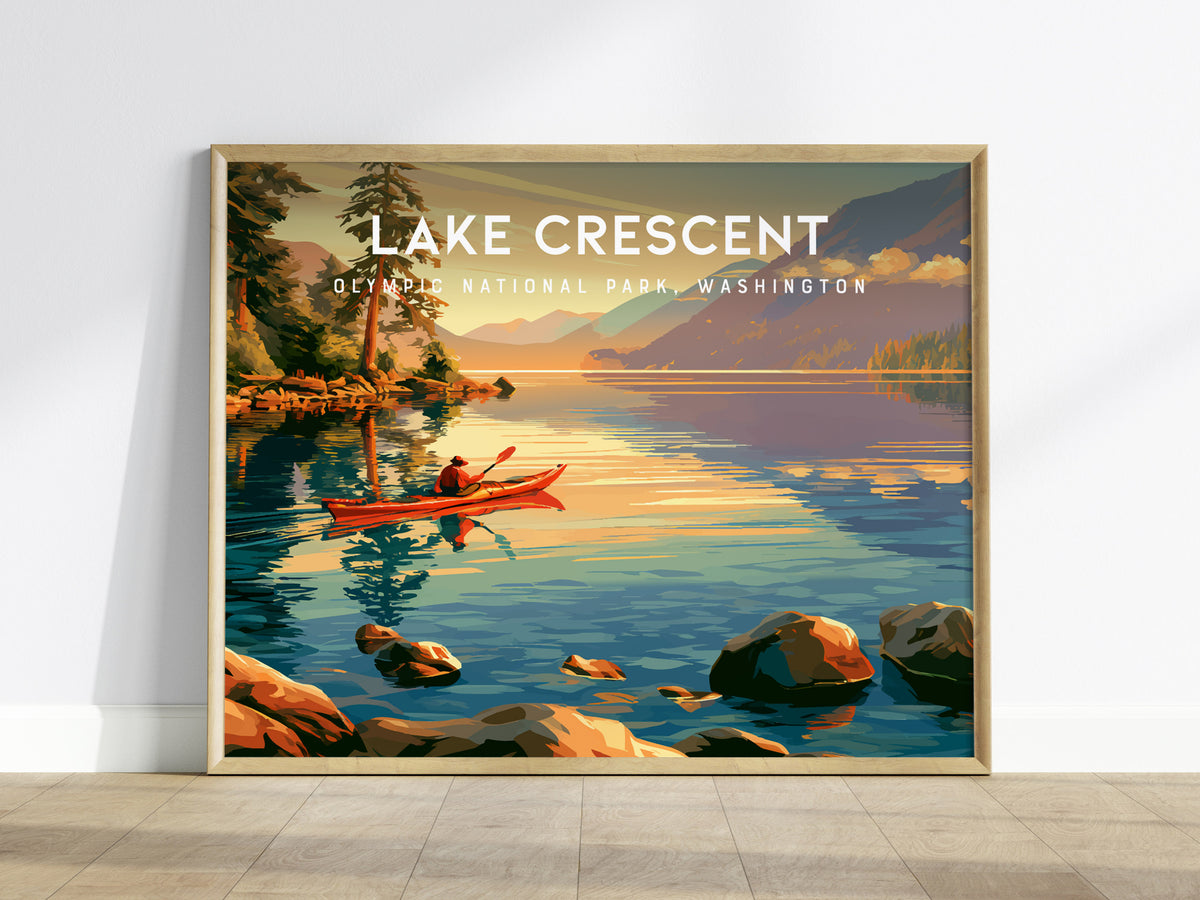 Lake Crescent Landscape Poster | Olympic National Park, Washington Vacation Wall Art — framed wall art