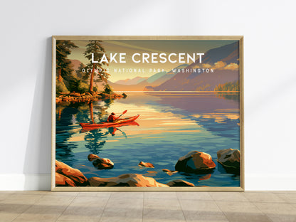 Lake Crescent Landscape Poster | Olympic National Park, Washington Vacation Wall Art — framed wall art