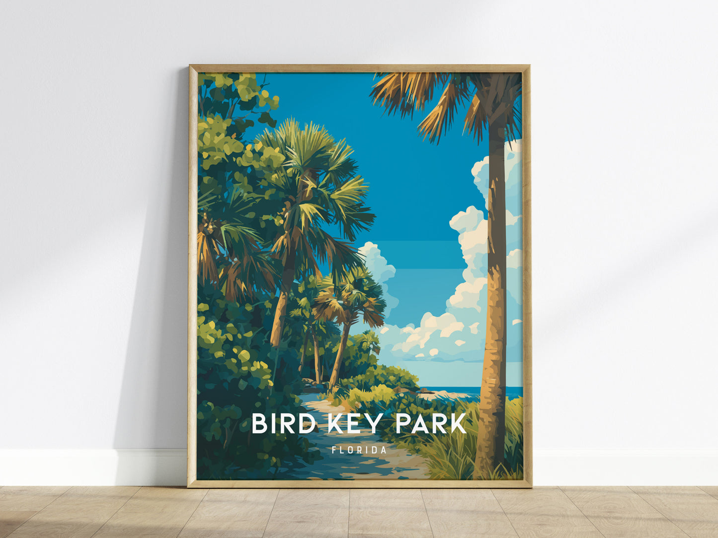 Bird Key Park, Florida Poster | Tropical Waterfront Serenity Wall Art — framed wall art