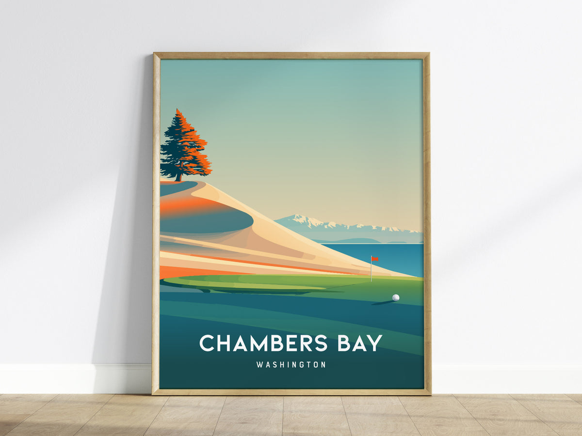 Chambers Bay, Washington Poster | Links Poster & Golfer Gift Wall Art — framed wall art