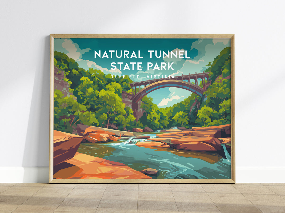 Natural Tunnel State Park Landscape Poster | Duffield, Virginia Scenic Cave Framed or Unframed Wall Art — framed wall art