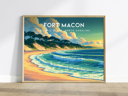 Fort Macon Landscape Poster | Atlantic Beach, North Carolina Destination Print Wall Art — framed wall art