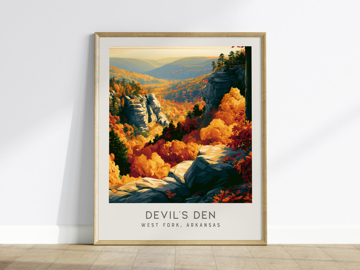 Devil's Den Matte Border Poster | West Fork, Arkansas Destination Print Travel Wall Art — framed wall art