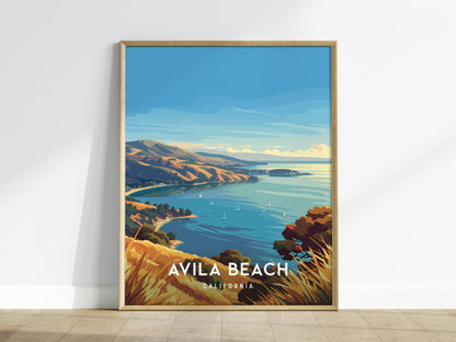 Avila Beach, California Poster | Golden Shore & Pier Coastal Wall Art — framed wall art