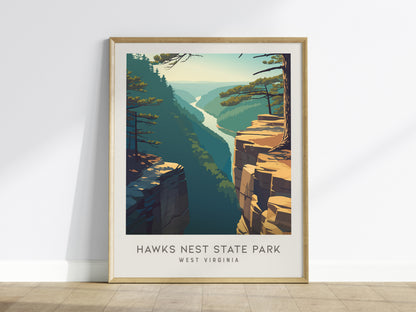 Hawks Nest State Park Matte Border Poster | West Virginia Destination Print Travel Wall Art — framed wall art