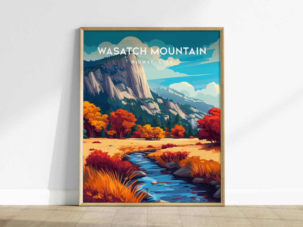 Wasatch Mountain, Midway, Utah Poster | Alpine Meadow & Peak Destination Print Wall Art — framed wall art