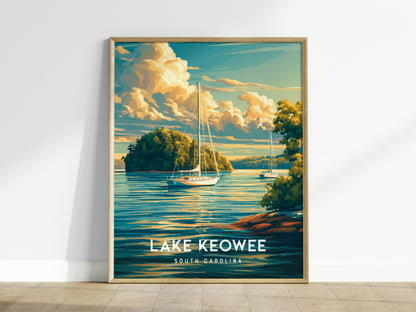 Lake Keowee, South Carolina Poster | Lakeside Mountain Retreat Wall Art — framed wall art
