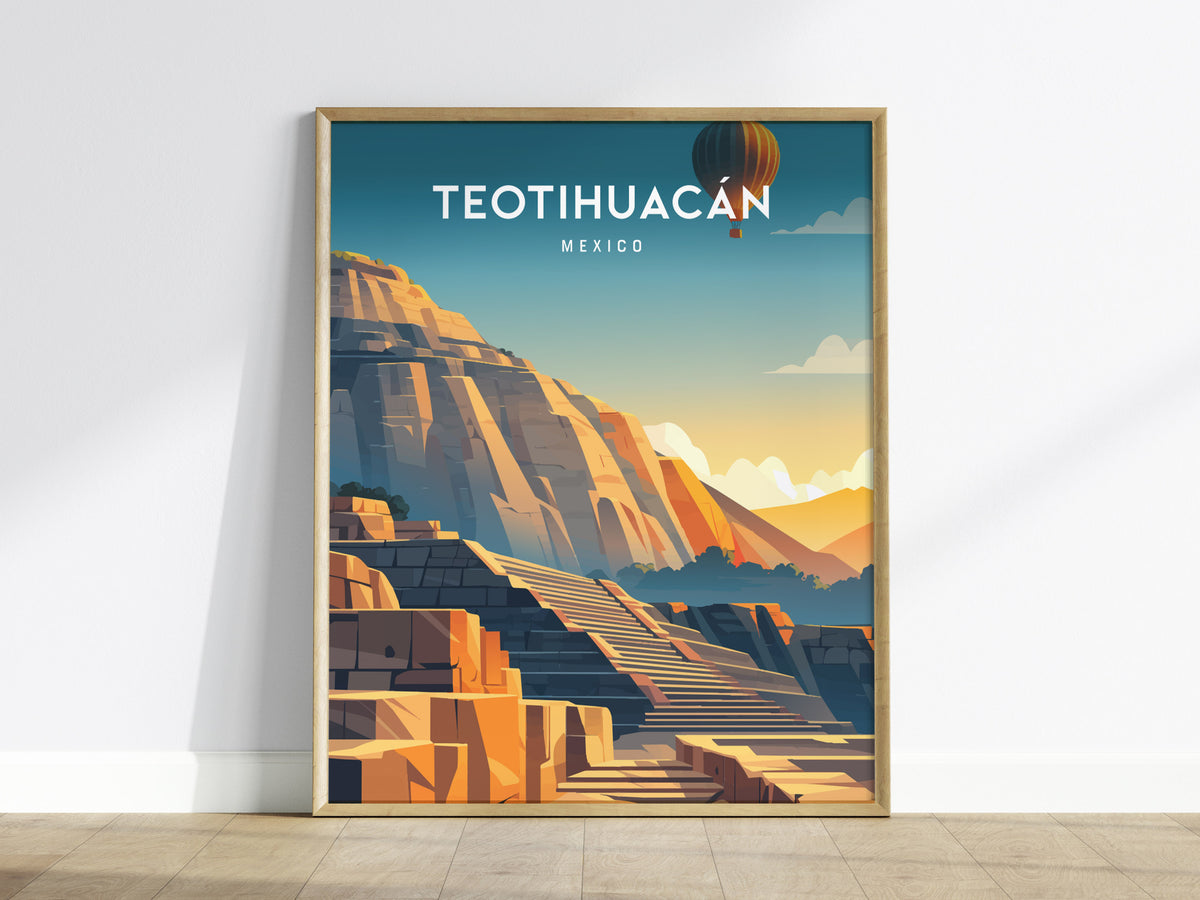 Teotihuacán, Mexico Poster | Ancient Pyramids Destination Print Wall Art — framed wall art