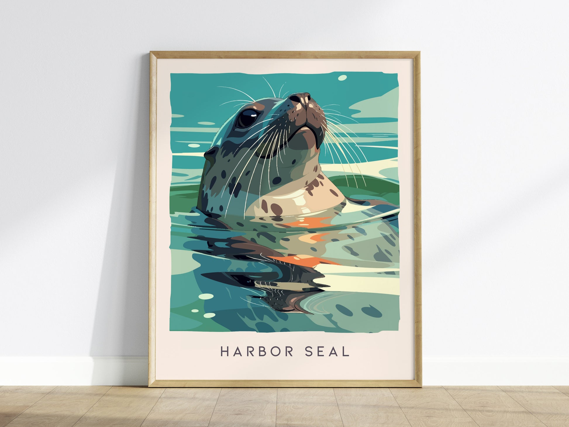 Harbor Seal, Phoca vitulina Poster | Coastal Wildlife Wall Art — framed wall art