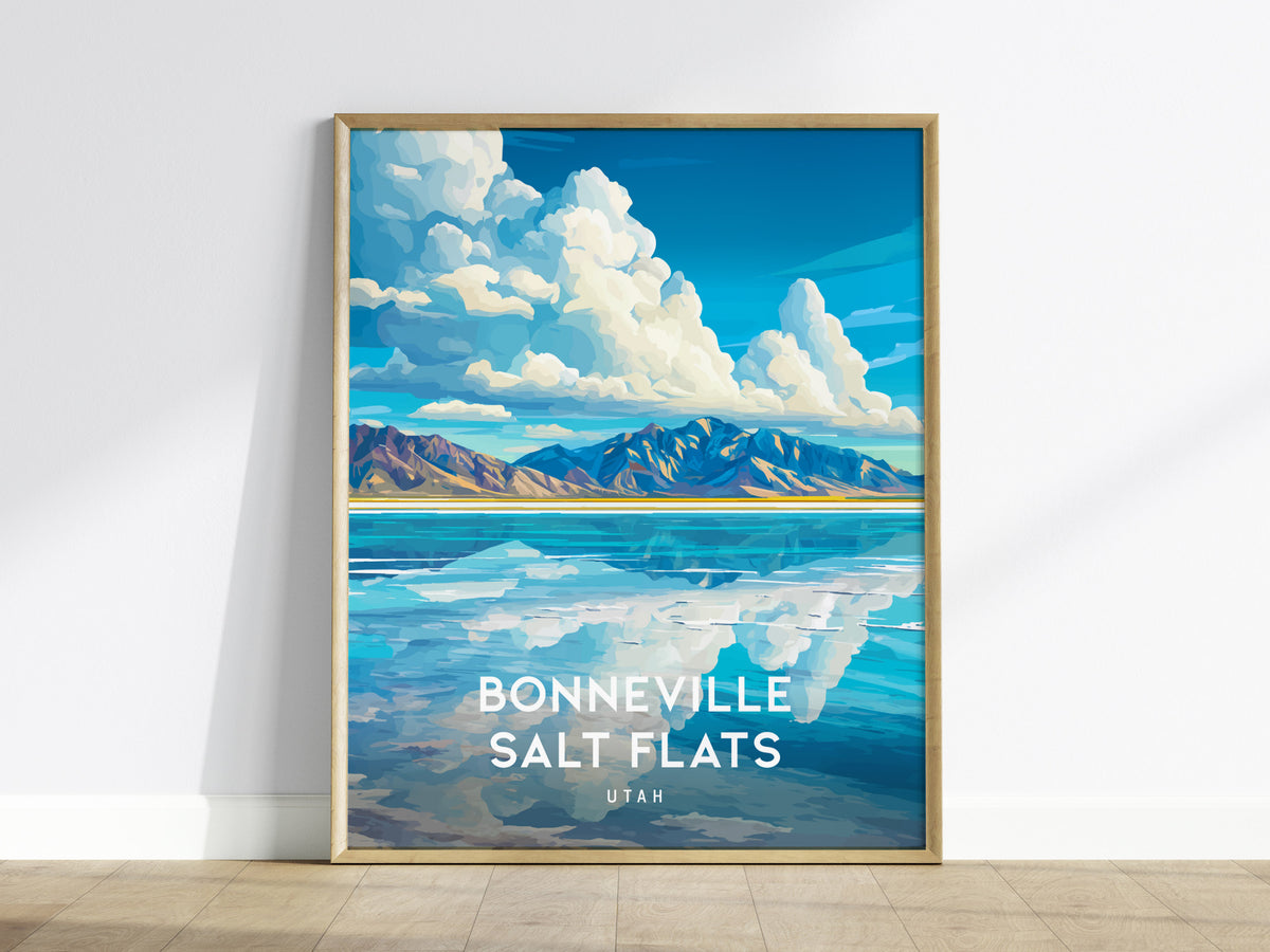 Bonneville Salt Flats, Utah Poster | Vast Desert Horizon Vacation Wall Art — framed wall art