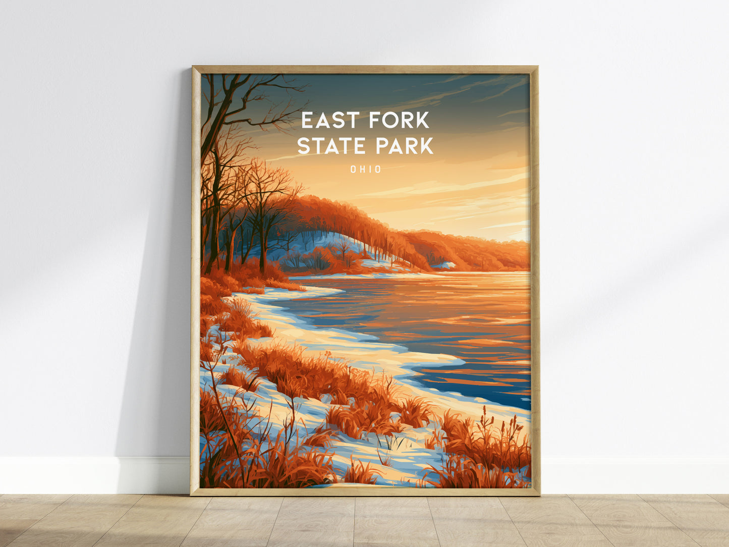 East Fork State Park, Ohio Poster | Lakeside Serenity & Rolling Hills Wall Art — framed wall art