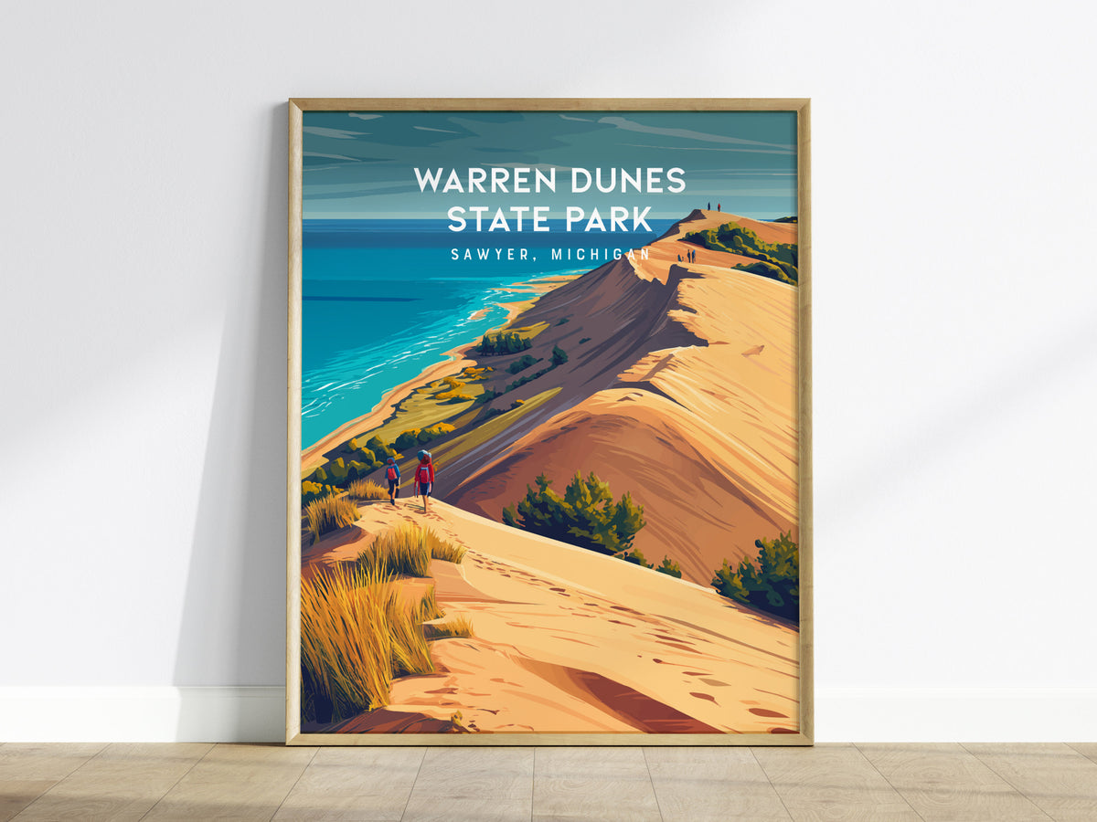 Warren Dunes State Park, Sawyer, Michigan Poster | Coastal Beach Decor Wall Art — framed wall art