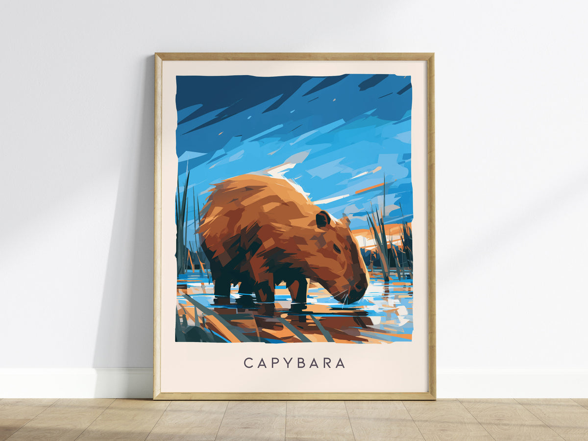 Capybara, Hydrochoerus hydrochaeris Poster | Gentle Giant Wildlife Wall Art — framed wall art