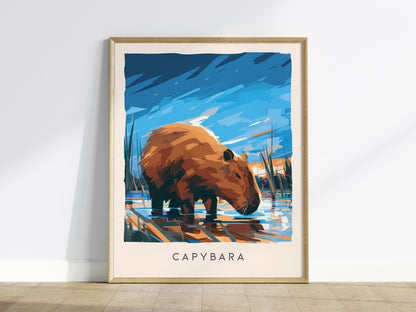 Capybara, Hydrochoerus hydrochaeris Poster | Gentle Giant Wildlife Wall Art — framed wall art