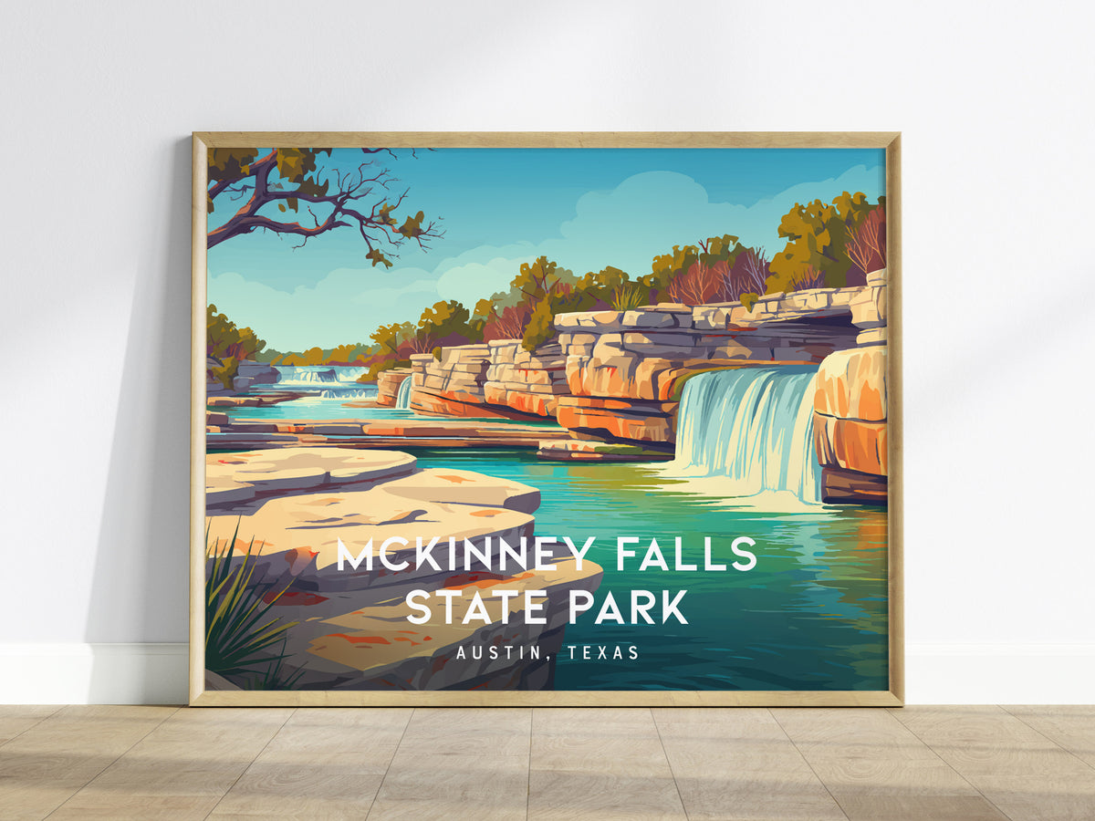 McKinney Falls State Park Landscape Poster | Austin, Texas Vacation Wall Art — framed wall art